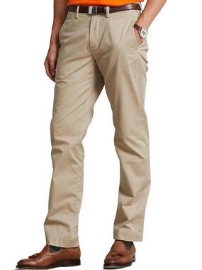 Polo by Ralph Lauren Men's Khaki Straight Chinos - Tan 34x32 New Without Tag